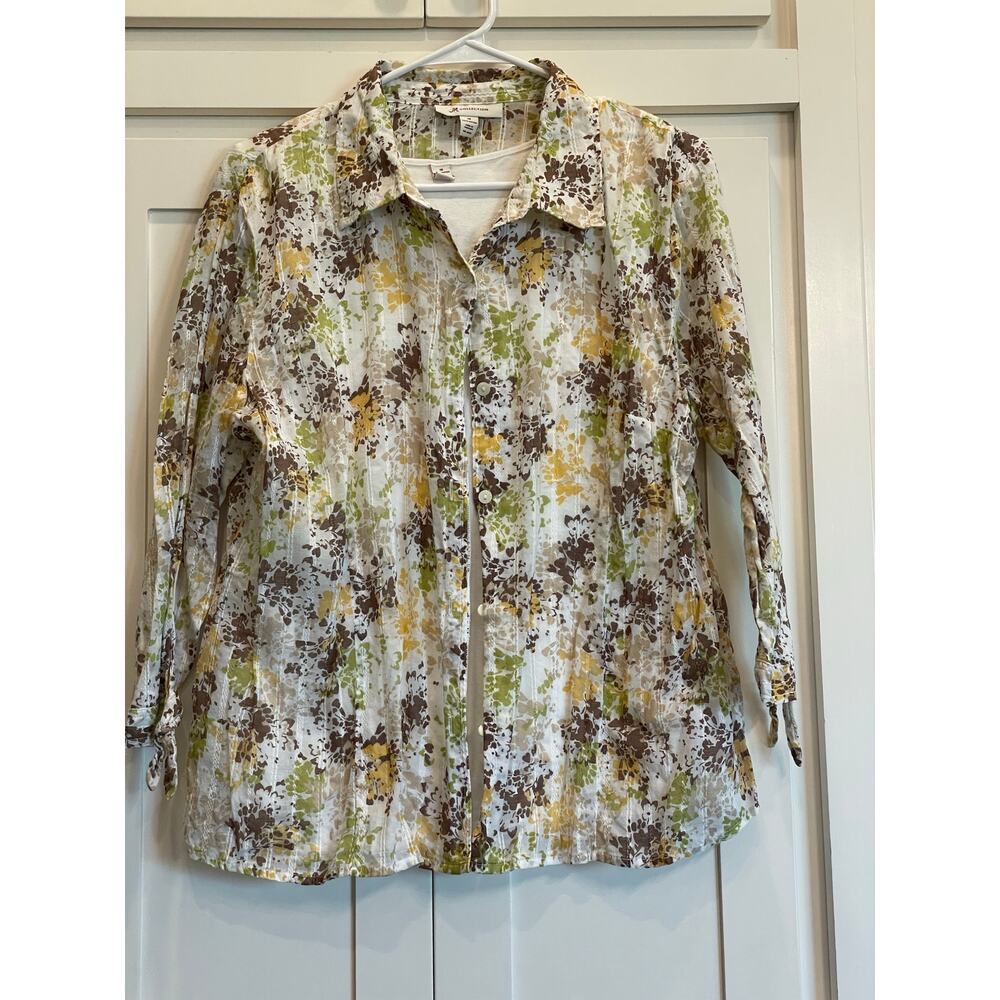 JM Collection 100% Cotton 2 piece button up and tee BOHO size 18